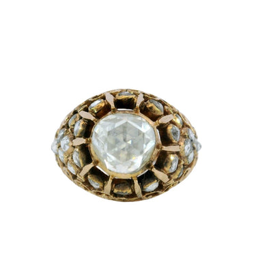 Victorian Diamond Engagement Ring 1.26ctw Rose Cut Diamonds Yellow Gold Sz 6