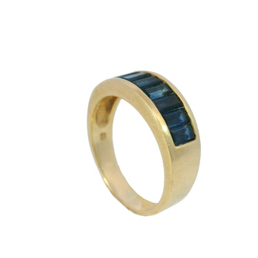 Vintage Sapphire Baguette Ring 18K Yellow Gold ~2ctw Size 7
