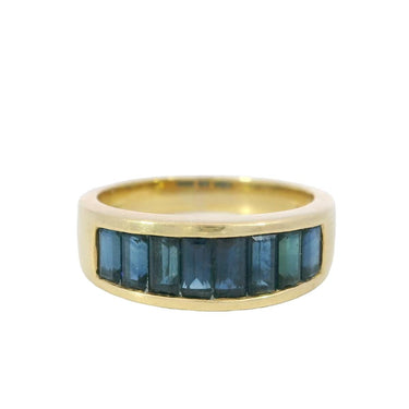 Vintage Sapphire Baguette Ring 18K Yellow Gold ~2ctw Size 7