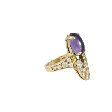 Bvlgari Elisia Ring Amethyst Diamonds 18K Yellow Gold Size 6