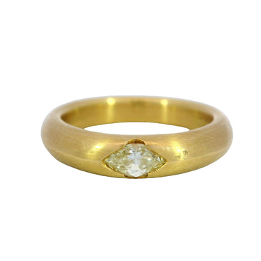 18K Marquise Diamond Band Stacker Ring Yellow Gold ~.33ctw
