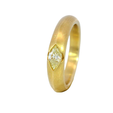 18K Marquise Diamond Band Stacker Ring Yellow Gold ~.33ctw