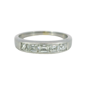 Art Deco Diamond Band Half Eternity Stacker Palladium ~1.22ctw