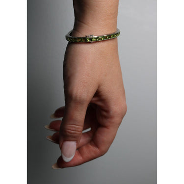 Platinum Straight Line Bracelet Peridot Art Deco Style ~17.5ctw Peridot