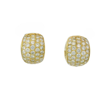 18K Diamond Huggie Hoop Earrings Yellow Gold ~1.7ctw Diamonds