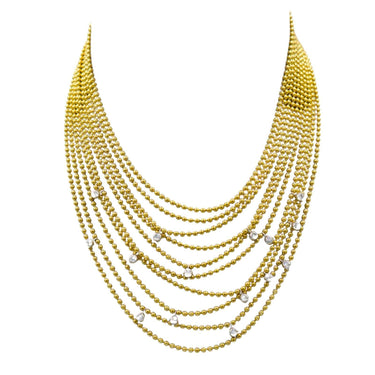 Cartier Draperie Diamond Necklace 10 Row 18K Yellow Gold With Box