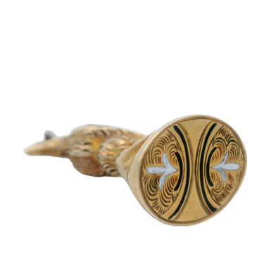 Victorian Antique Seated Eagle and Shield Charm in 10K Yellow Gold with Enamel