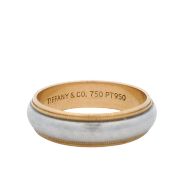 Tiffany & Co. 18K Yellow Gold and Platinum Milgrain Wedding Band Size 10.75