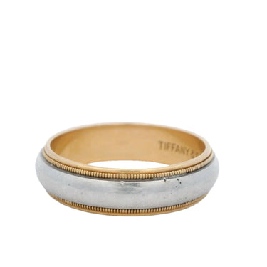 Tiffany & Co. 18K Yellow Gold and Platinum Milgrain Wedding Band Size 10.75