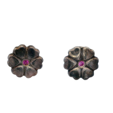 Tiffany & Co. Paloma Picasso Pink Sapphire Heart Studs in Sterling Silver