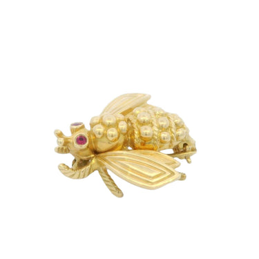 Tiffany & Co Ruby Eyed Bee Brooch Pin Made in 18K Yellow Gold