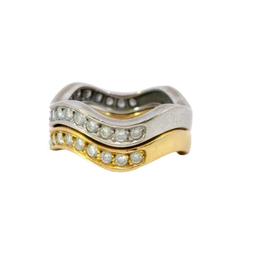 Cartier Neptune Stackable Wave Ring in 18 Karat Yellow and White Gold