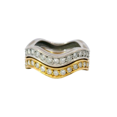 Cartier Neptune Stackable Wave Ring in 18 Karat Yellow and White Gold