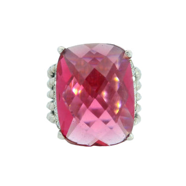 David Yurman Pink Tourmaline Ring Sterling Silver with Diamonds