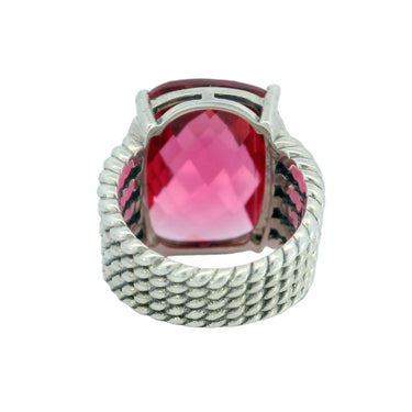 David Yurman Pink Tourmaline Ring Sterling Silver with Diamonds