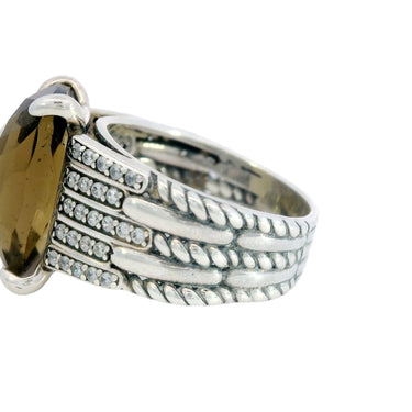 David Yurman Smoky Quartz and Diamond Sterling Silver Ring