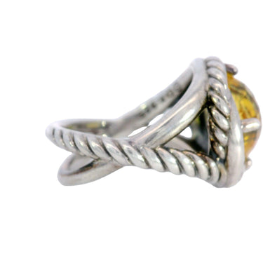 David Yurman Infinity Ring with Lemon Citrine Made in Sterling Silver