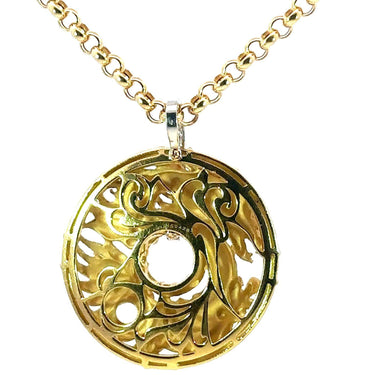 Large Carrera Y Carrera Dragon Pendant Necklace with Diamonds 18K Yellow Gold