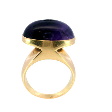 Rare Vintage Georg Jensen Amethyst Cabochon Ring Made by Tuk Fischer in 18k YG