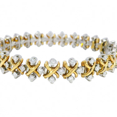 Tiffany & Co. Schlumberger Lynn Diamond Bracelet 18k Yellow Gold/Platinum 3CTW