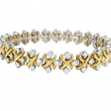 Tiffany & Co. Schlumberger Lynn Diamond Bracelet 18k Yellow Gold/Platinum 3CTW