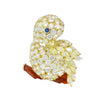 Modern Canary Bird Brooch With 14ctw of Yellow and White Diamonds in 18k Gold