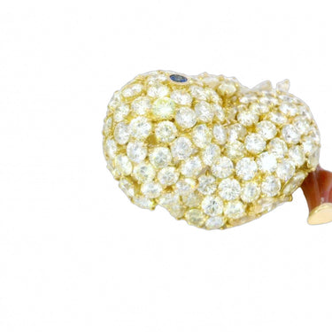 Modern Canary Bird Brooch With 14ctw of Yellow and White Diamonds in 18k Gold