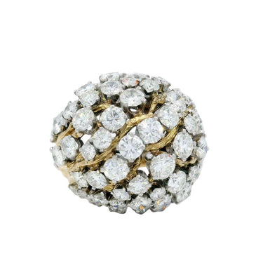 Vintage David Webb Bombe Diamond Cluster Ring in 18K and Platinum ~8ctw Diamonds