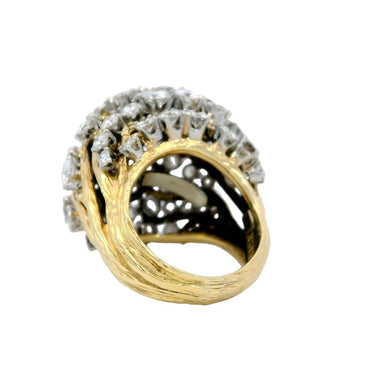 Vintage David Webb Bombe Diamond Cluster Ring in 18K and Platinum ~8ctw Diamonds