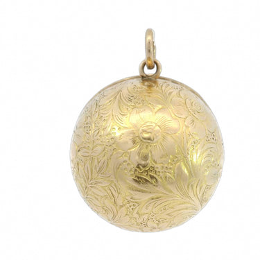 Vintage 14K Yellow Gold Multi-Photo Hand Carved Locket Globe Pendant