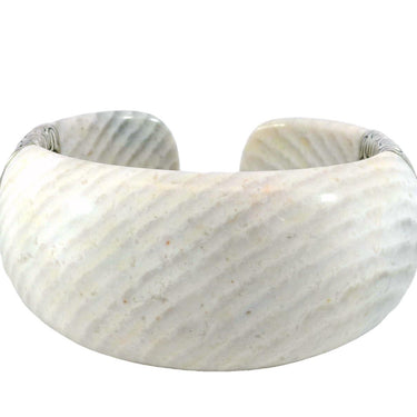 John Hardy White Agate Cuff Bracelet Sterling Silver Fit Size 7 Inches