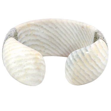 John Hardy White Agate Cuff Bracelet Sterling Silver Fit Size 7 Inches