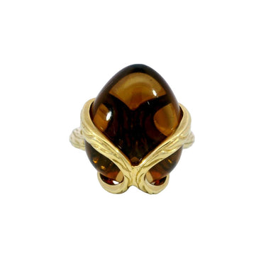 Rare John Hardy Bamboo Ring Orange Gemstone 18K Yellow Gold Size 6