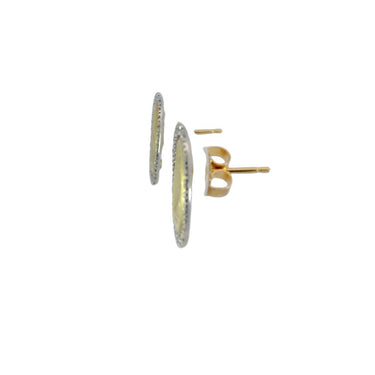 Designer Diamond Gold Coin Stud Earrings 18K Yellow Gold by MAZ
