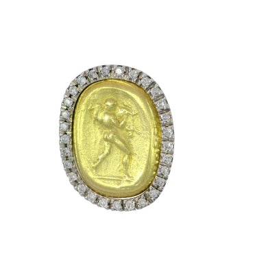 Designer Diamond Gold Coin Stud Earrings 18K Yellow Gold by MAZ