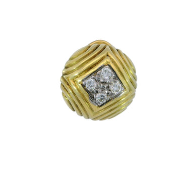 Designer 18K Diamond Button Earrings by MAZ Omega Clip Back ~.24ctw