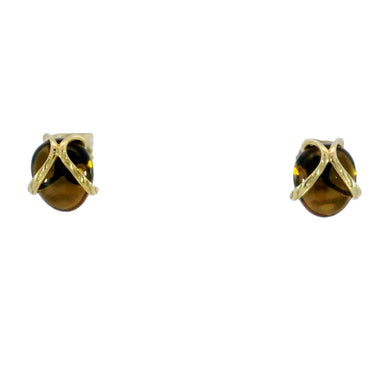 John Hardy Bamboo Stud Earrings Orange Gemstone 18k Yellow Gold