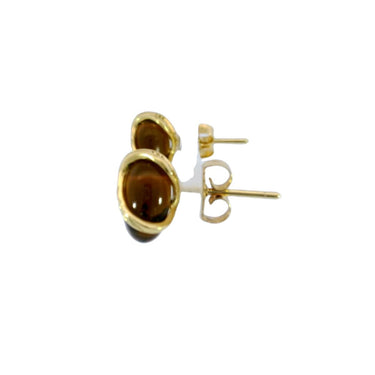 John Hardy Bamboo Stud Earrings Orange Gemstone 18k Yellow Gold