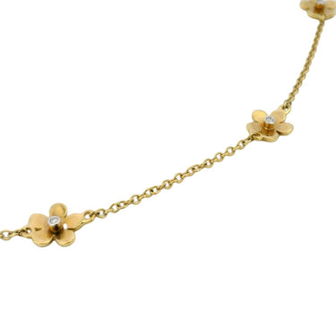 Garavelli Italian Flower Necklace 18k Yellow Gold and Diamonds 16" Length