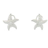 Modern Starfish Diamond Earrings Omega Back Clip Ons 18K White Gold ~1.2ctw