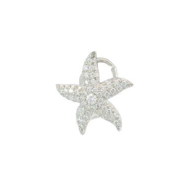 Modern Starfish Diamond Earrings Omega Back Clip Ons 18K White Gold ~1.2ctw