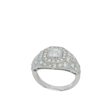 Ascher Cut Diamond Cluster Ring in Platinum ~2.79ctw Art Deco Style Size 6.25