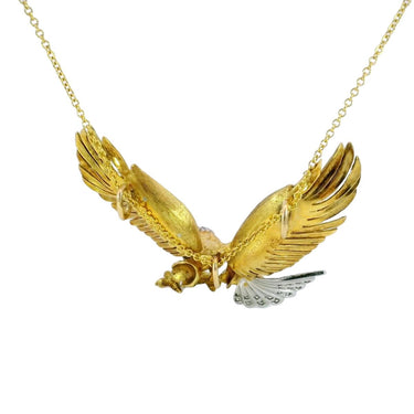 McTeigue Diamond Eagle Pendant Necklace 18K Gold Platinum ~2ctw