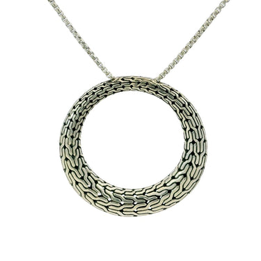 John Hardy Sterling Silver Classic Chain Large Round Circle Pendant Necklace