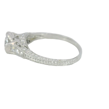 Art Deco Platinum Filigree Diamond Engagement Stackable Ring ~.62ctw