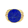 Art Nouveau Lapis Signet Ring Carved Griffin 14K Yellow Gold Size 8.5