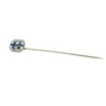 French Art Deco Stickpin Blue Sapphire Diamond 18K White Gold