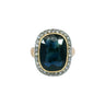 Victorian Sapphire Diamond Cluster Halo Ring in 14K Yellow Gold ~3.65CTW
