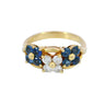 Floral Diamond and Sapphire Ring in 18 Karat Yellow Gold
