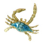 Blue Enamel Crab Charm Pendant 14K Yellow Gold